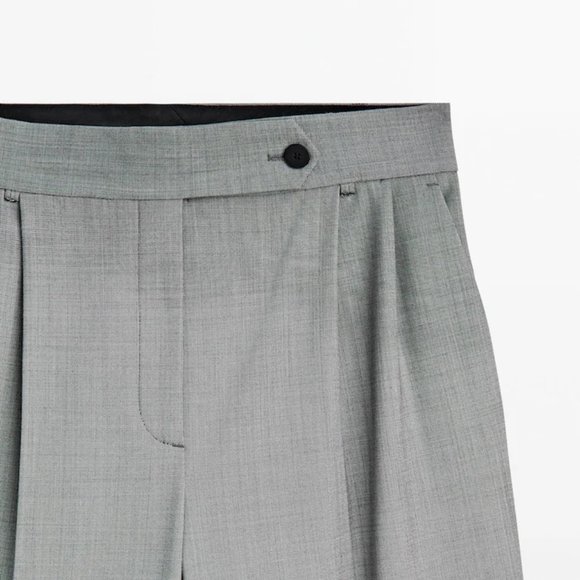 Massimo Dutti Fil-À-Fil Grey Darted Suit Trousers - Picture 5 of 15